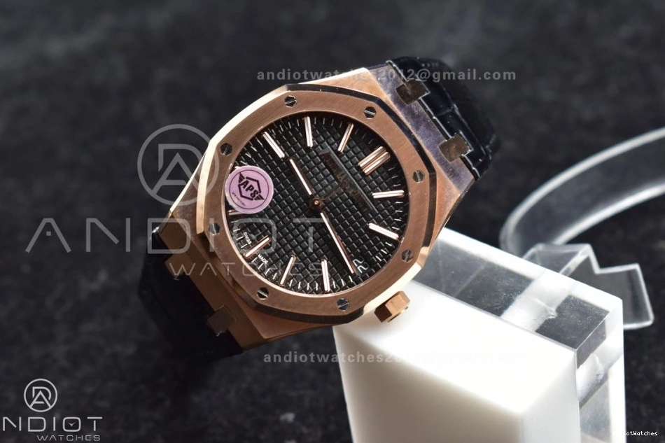 Super APSF Edition 1:1 RG 15400 41mm Oak Black Royal on Clone 1042 SA3120 Leather WaterResistant Black V Strap Textured Best Dial 0317